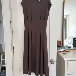 Nordstrom Brown Cap-Sleeve Midi Dress